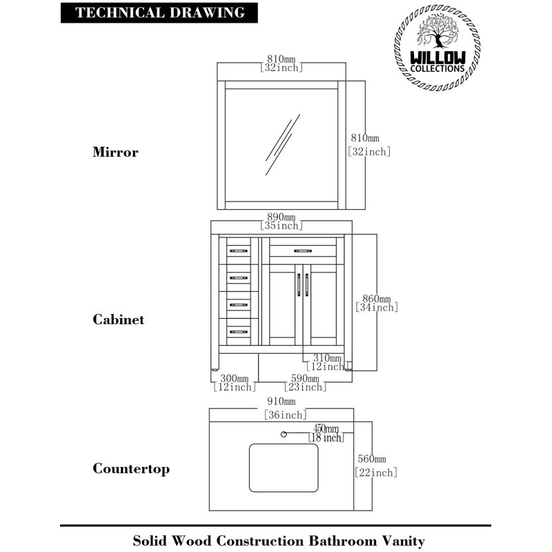 Willow Collections 36'' Single Bathroom Vanity with Quartz Top Wayfair